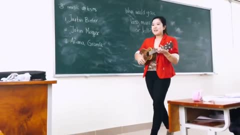 Lovely teacher sings "Count on me - Bruno Mars" in her english class