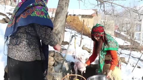Cooking oven-rolled kebab in a mountain village!