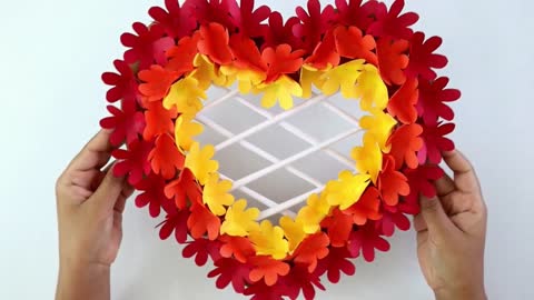 Heart & Flower Wall Hanging / How to make simple Paper craft Ideas