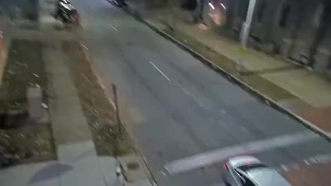 Car Crashes Into Car Causing A Building To Collapse On Them