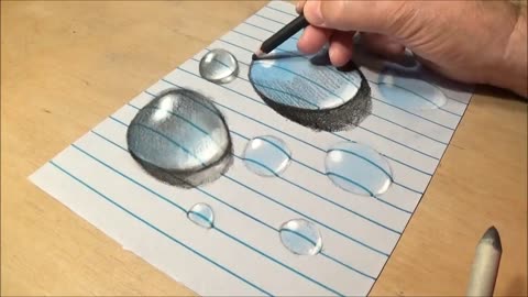 Drawing Water Drops on Line Paper - How to Draw 3D Drops - VamosART