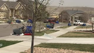 Strong Wind Sends Trash Flying