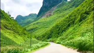 The grand landscape of mountains and roads