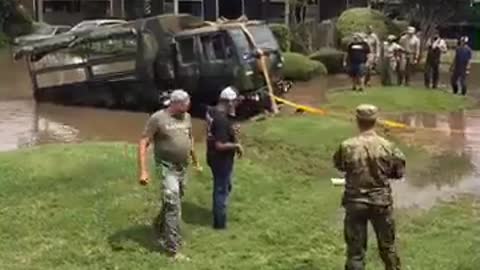 People Come Together to Help Military Truck
