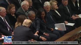 Michelle Obama shakes hands with Trump ay George HW Bush's funeral