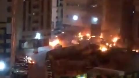 Massive fire in tower in Shrajah, UAE