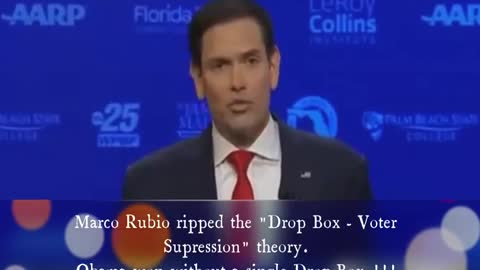 "Jim Crow" and "Drop Box" - voter supression theory debunked by Marco Rubio. Val Demings Stunned