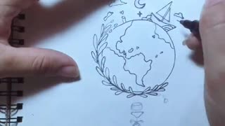 A girl trying to draw the earth
