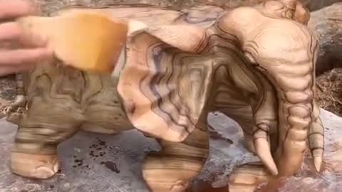 wood Sculpture | Amazing techniques making fast Elephant