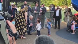 Joe Biden greets kids at the Capitol Child Development Center in Hartford, Connecticut.