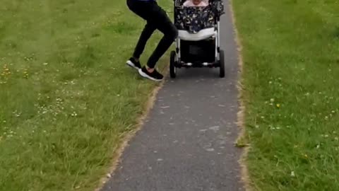 Pushing baby in trolley MOM Vs DAD