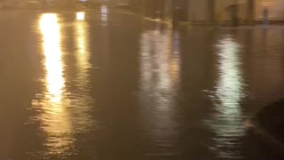 Hurricane Nicholas on SV Imagine flooding marina parking lot and more.