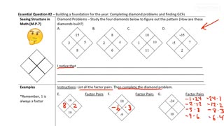 Greatest Common Factor and Diamond Problems