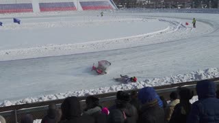 Crash at the Motorcycle Ice Racing Championship