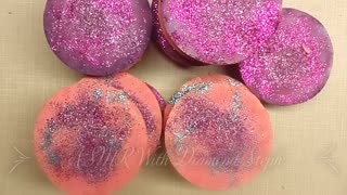 ASMR Purple and Pink Cornstrarch and Plaster Crush with lots of glitter