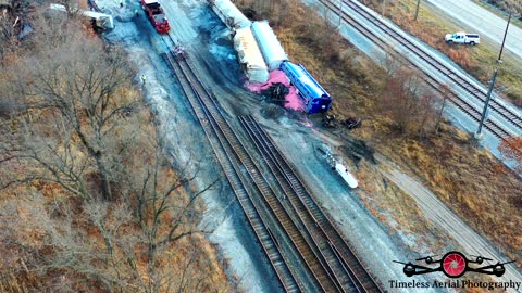Update On Train Derailment in Indiana, Off U.S. 12. Must see Drone Footage mangled mess