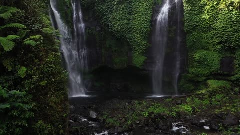 Beautiful Scenery of Waterfalls in a Jungle