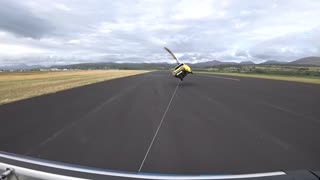 Three-Wheeled Car Flying In The Air With The Help Of Propellers