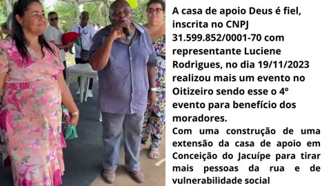 Casa de Apoio Deus é Fiel faz ação missionária Social no Oitizeiro de Conceição do Jacuípe