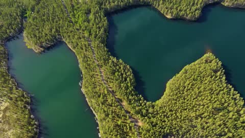 aerial view of the lake and forest in finland beautiful nature of finland
