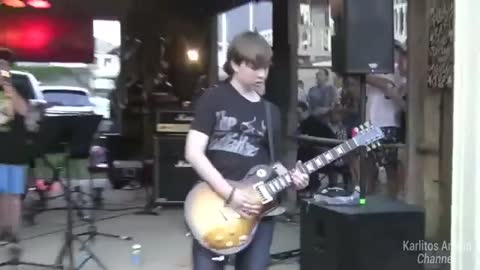 12 Year Old Boy plays amazing guitar solo by Guns N' Roses