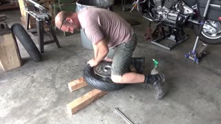 Changing tires on a motorcycle