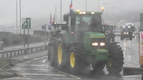 The British farmers are once again out protesting with their tractors.