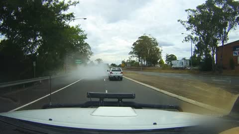 Car Disappears in Cloud of Smoke
