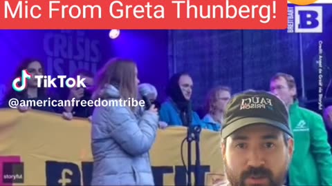Weak Man Tries To Grab Mic From Greta Thunberg!