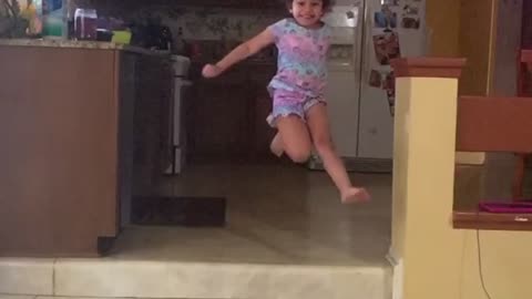 5 years old extreme jumping skills in slow motion