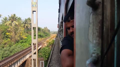 Outside view from running train..