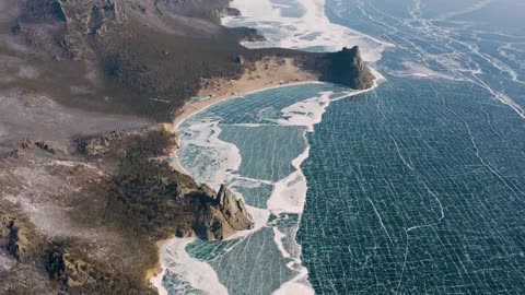 Travel to Lake Baikal in winter. The purest ice