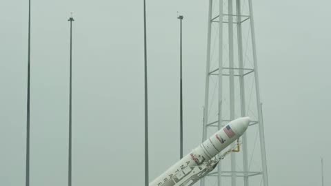 Antares Rocket Raised on Launch Pad