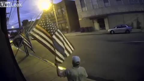 He Has Nothing Better To Do Than Burning Blue Line American Flags