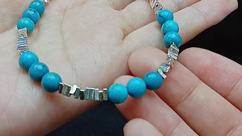Natural turquoise and 925 silver handmade bracelet high quality Genuine Gemstone jewelry