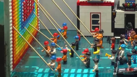 Lego Dam Breach Experiment - Lego People Against Tsunami & Danger of Dam Break & Titanic Sinking