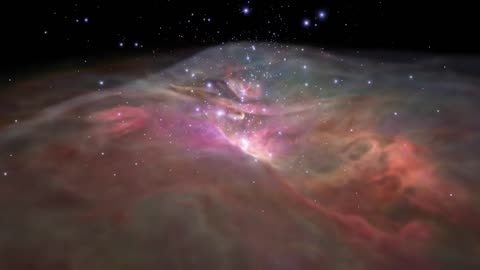 Flight Through Orion Nebula in Visible and Infrared Light