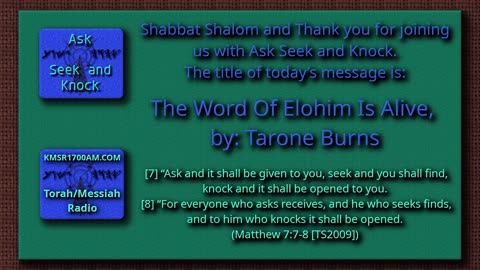 The Word Of Elohim Is Alive, by: Tarone Burns