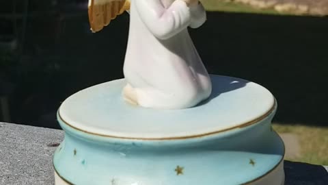 Gorham Praying Girl with Wings Porcelain Music Box Revolving Silent Night