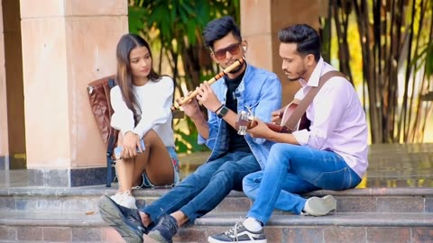 Flute X Guitar | Impressing Cute Girls By Flute & singing 😍 | Animal - Satranga Special Song | Rxn