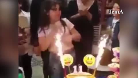 Birthday Girl Catches Fire