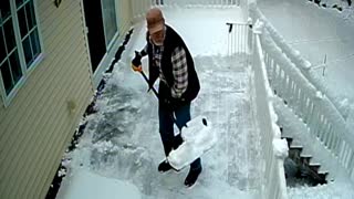 Fast Snow Shoveling By An Old Man