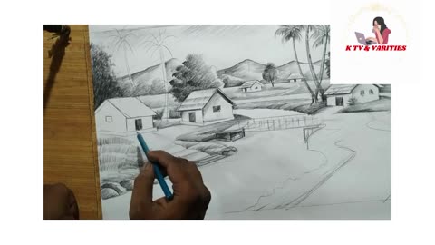 how to draw easy pencil sketch scenery,landscape pahar and river side scenery drawing,pencil drawing