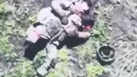 RIP Heavily injured Russian soldier pulls the pin