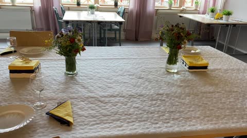 Preparing the table for midsommar