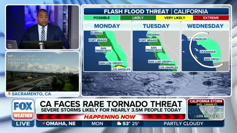 Flash Flooding_ Landslides Reported As CA Prepares For Possible Tornadoes From Atmospheric River