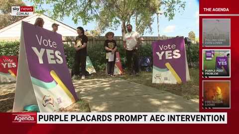 Yes campaign displaying signs outside of voting centres which match the AEC colours
