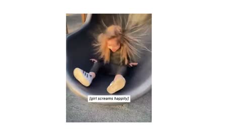 Little Girl’s Hair Goes Crazy After Going Down Park Slide
