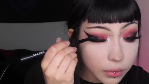 red and black goth makeup tutorial