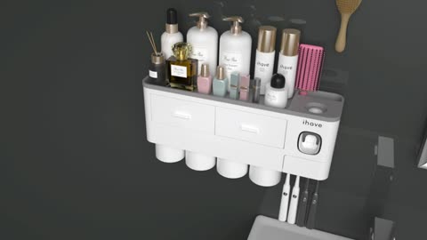 Wall Mounted Toothbrush Holder for Bathroom, Automatic Toothpaste Dispenser Kit with Magnetic Cups